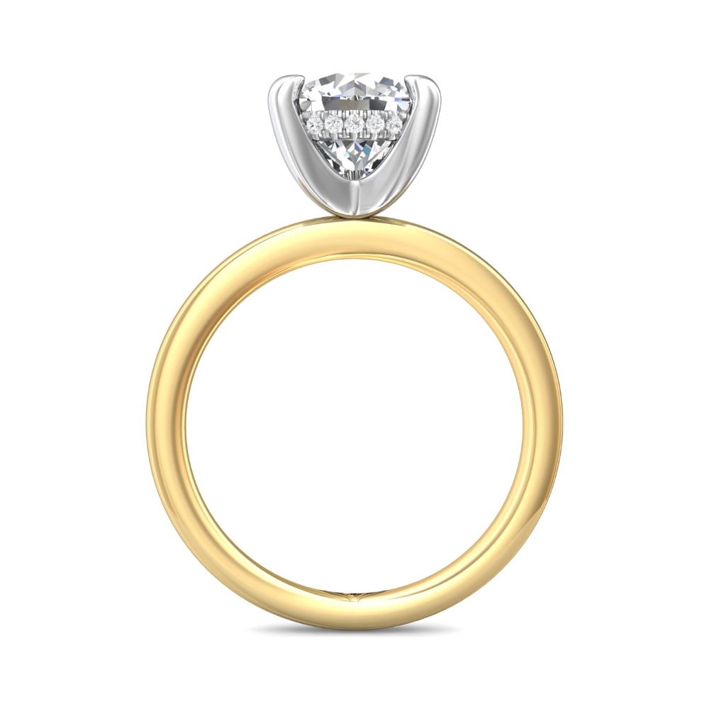18K Yellow Gold and Platinum Round Diamond Engagement Ring