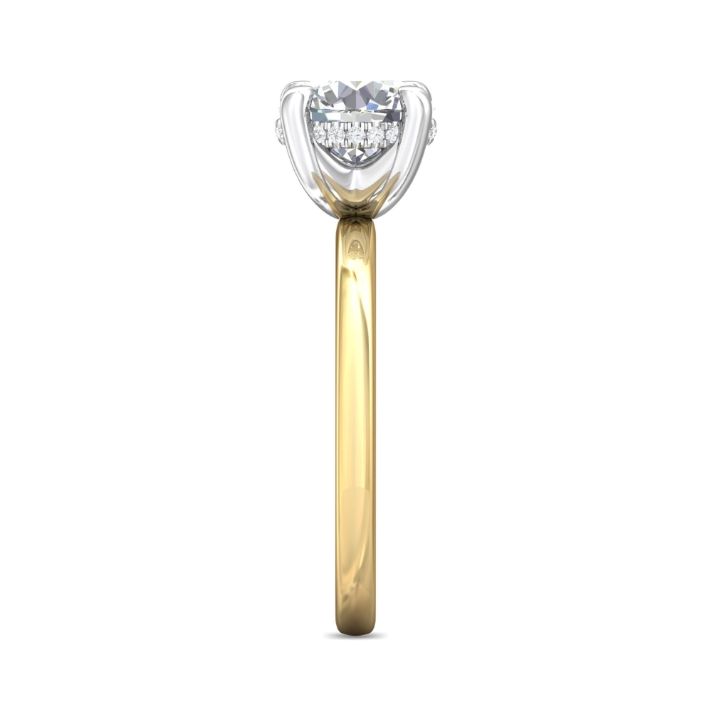 18K Yellow Gold and Platinum Round Diamond Engagement Ring