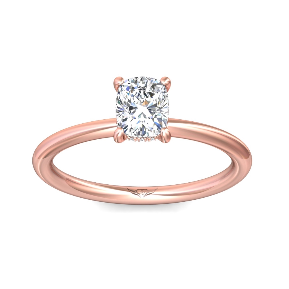 18K Rose Gold Cushion Diamond Engagement Ring