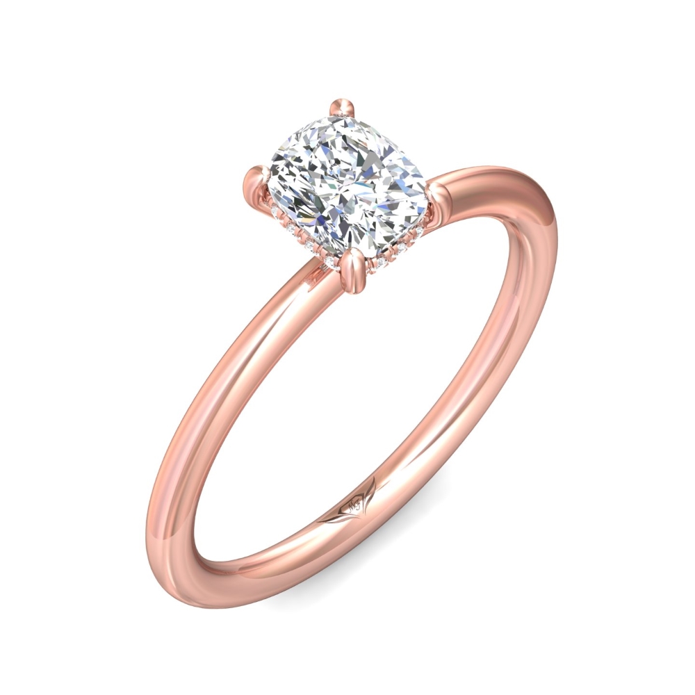 18K Rose Gold Cushion Diamond Engagement Ring
