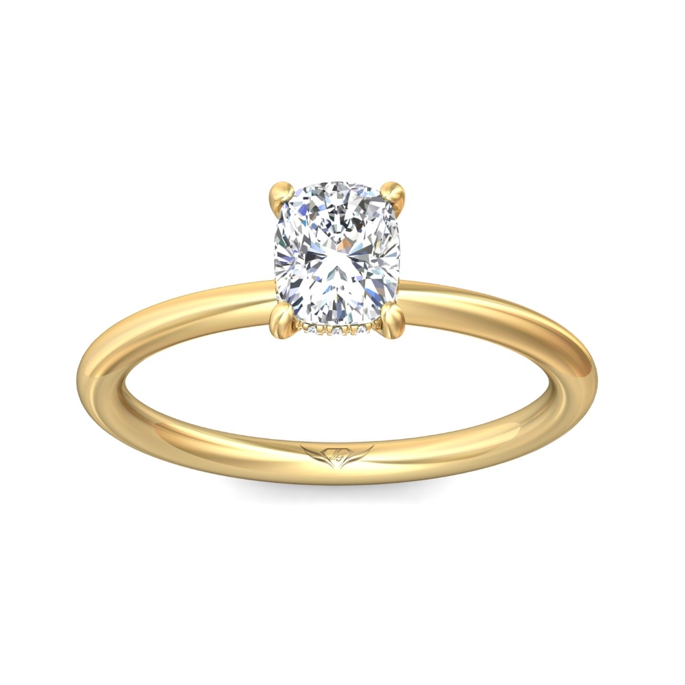 18K Yellow Gold Cushion Diamond Engagement Ring