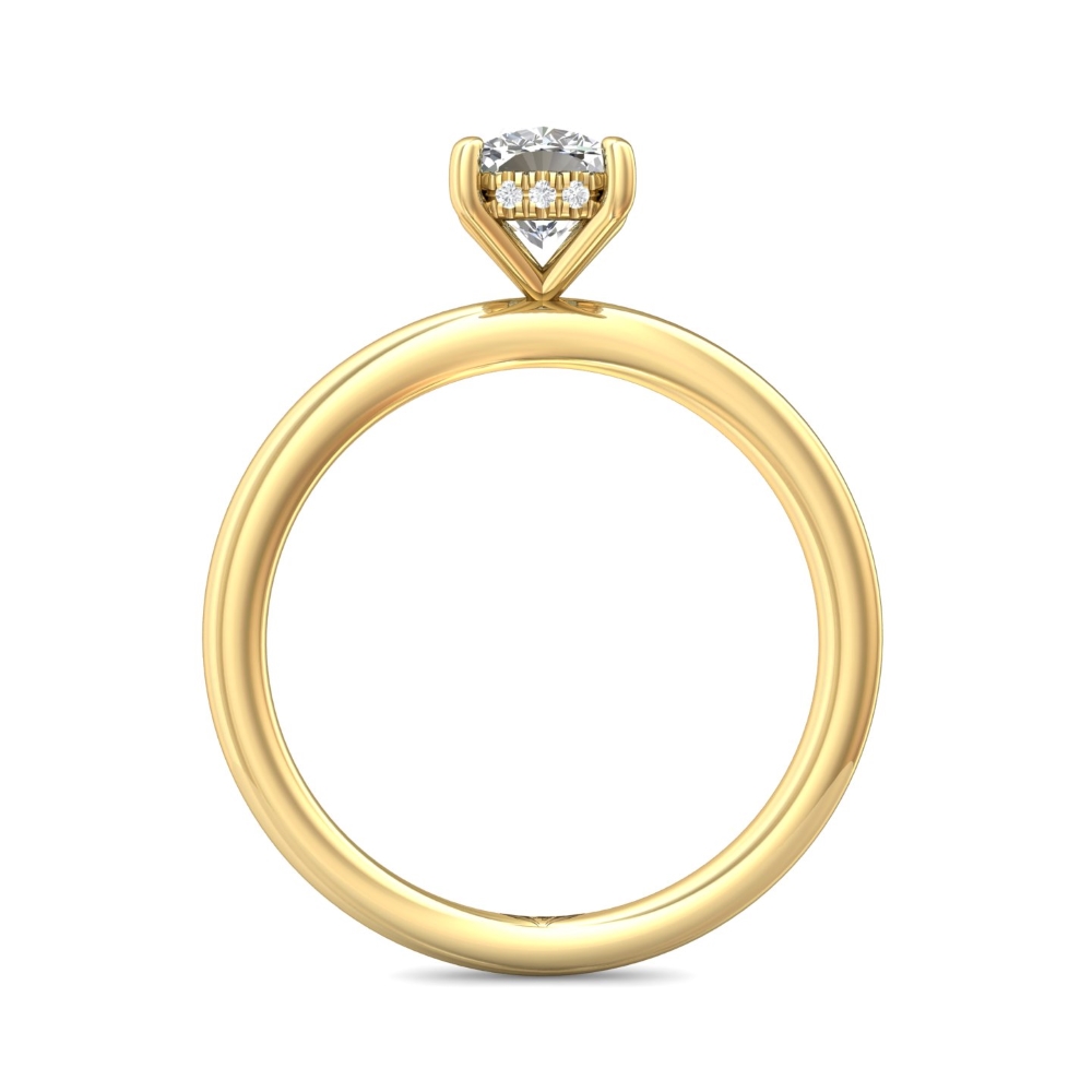 18K Yellow Gold Cushion Diamond Engagement Ring