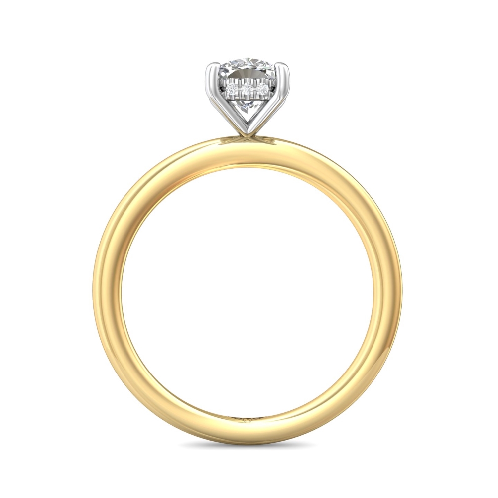 14K Yellow and White Gold Cushion Diamond Engagement Ring