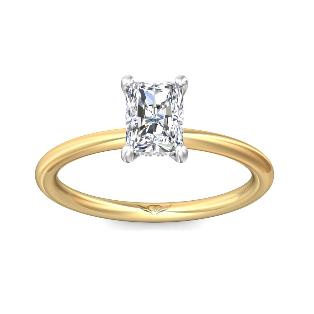 14K Yellow and White Gold Radiant Diamond Engagement Ring