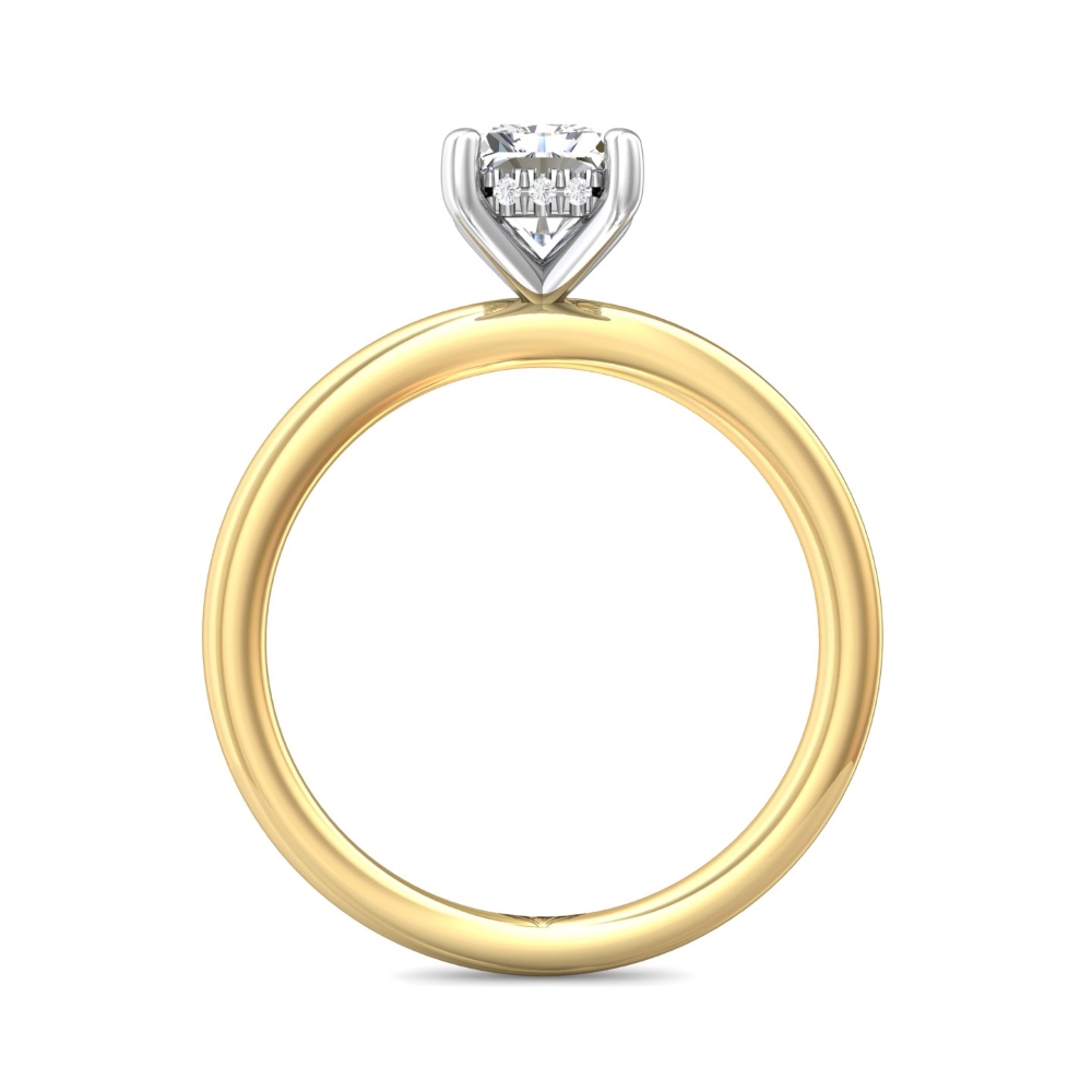 14K Yellow and White Gold Radiant Diamond Engagement Ring