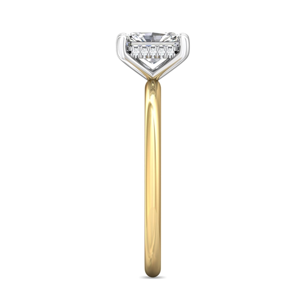 14K Yellow and White Gold Radiant Diamond Engagement Ring