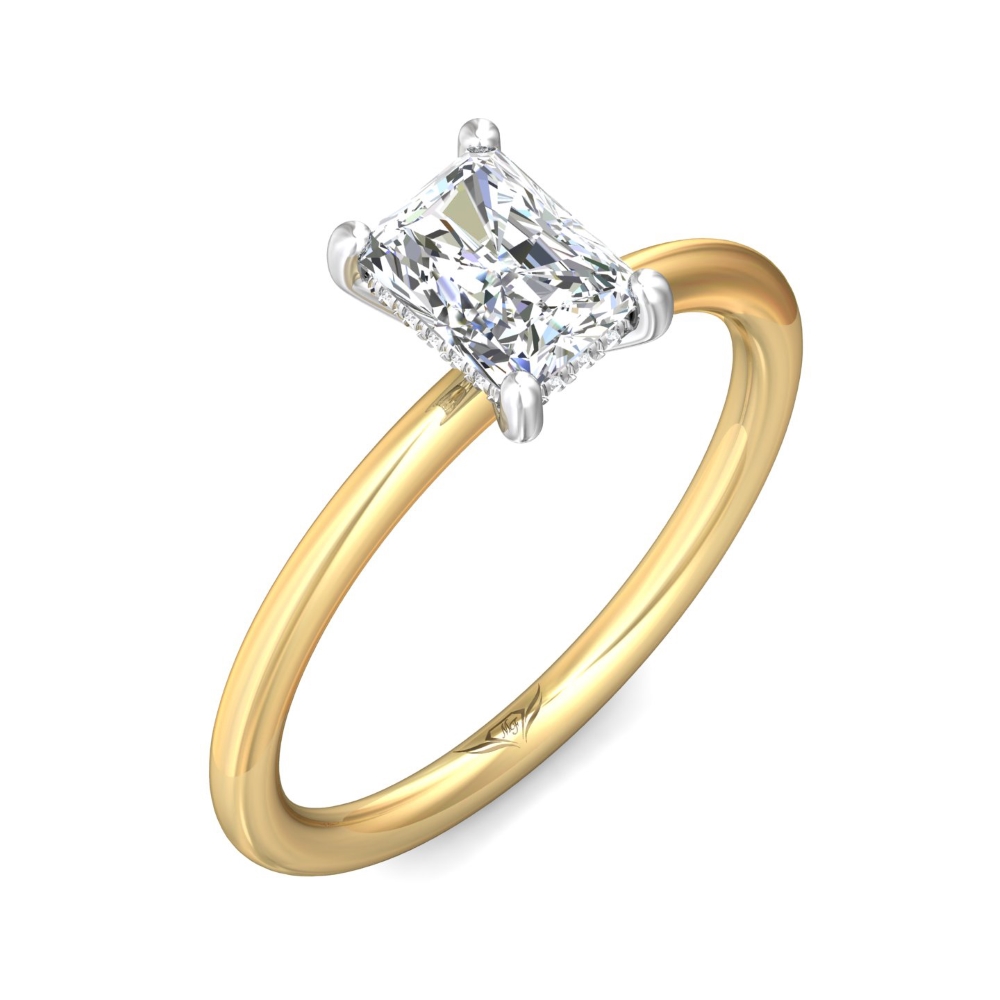 14K Yellow and White Gold Radiant Diamond Engagement Ring