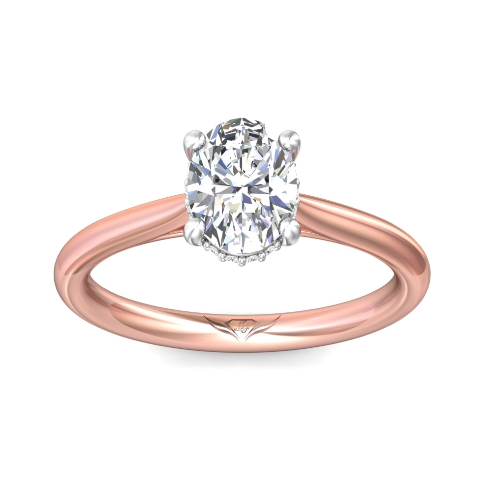 14K Rose and White Gold Oval Diamond Engagement Ring