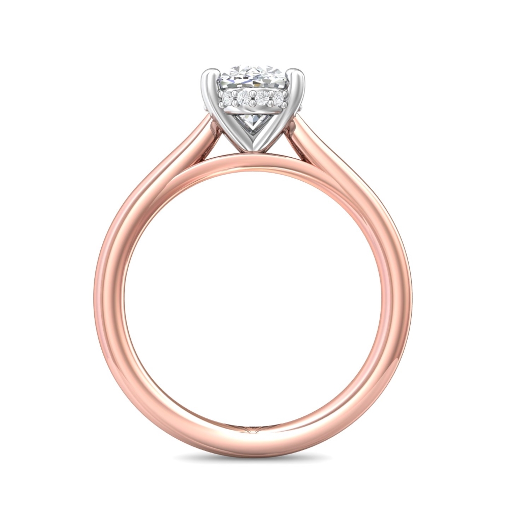14K Rose and White Gold Oval Diamond Engagement Ring