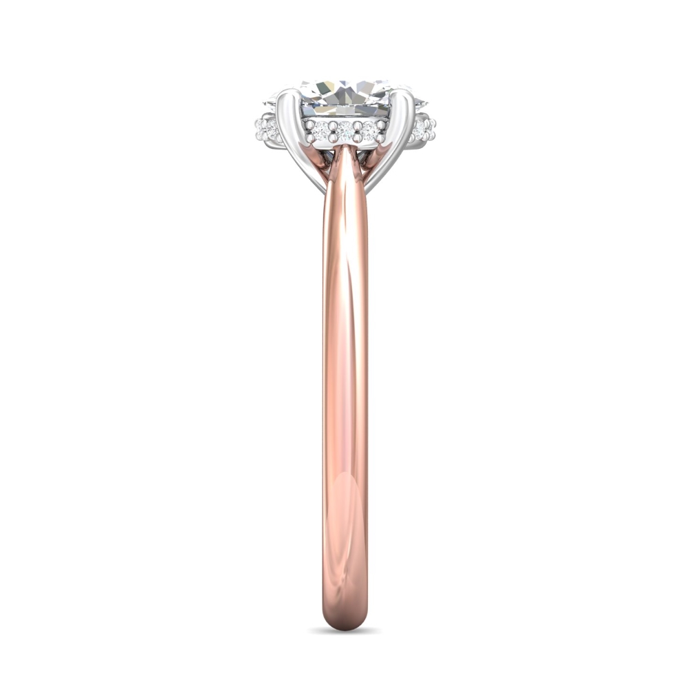 14K Rose and White Gold Oval Diamond Engagement Ring