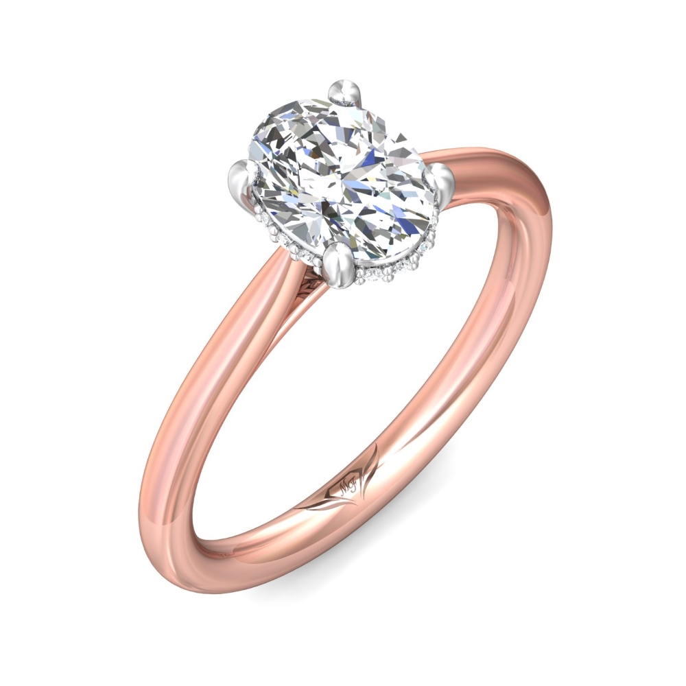 14K Rose and White Gold Oval Diamond Engagement Ring