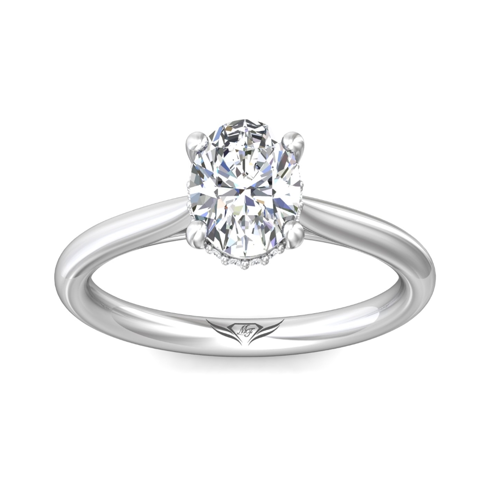 18K White Gold Oval Diamond Engagement Ring