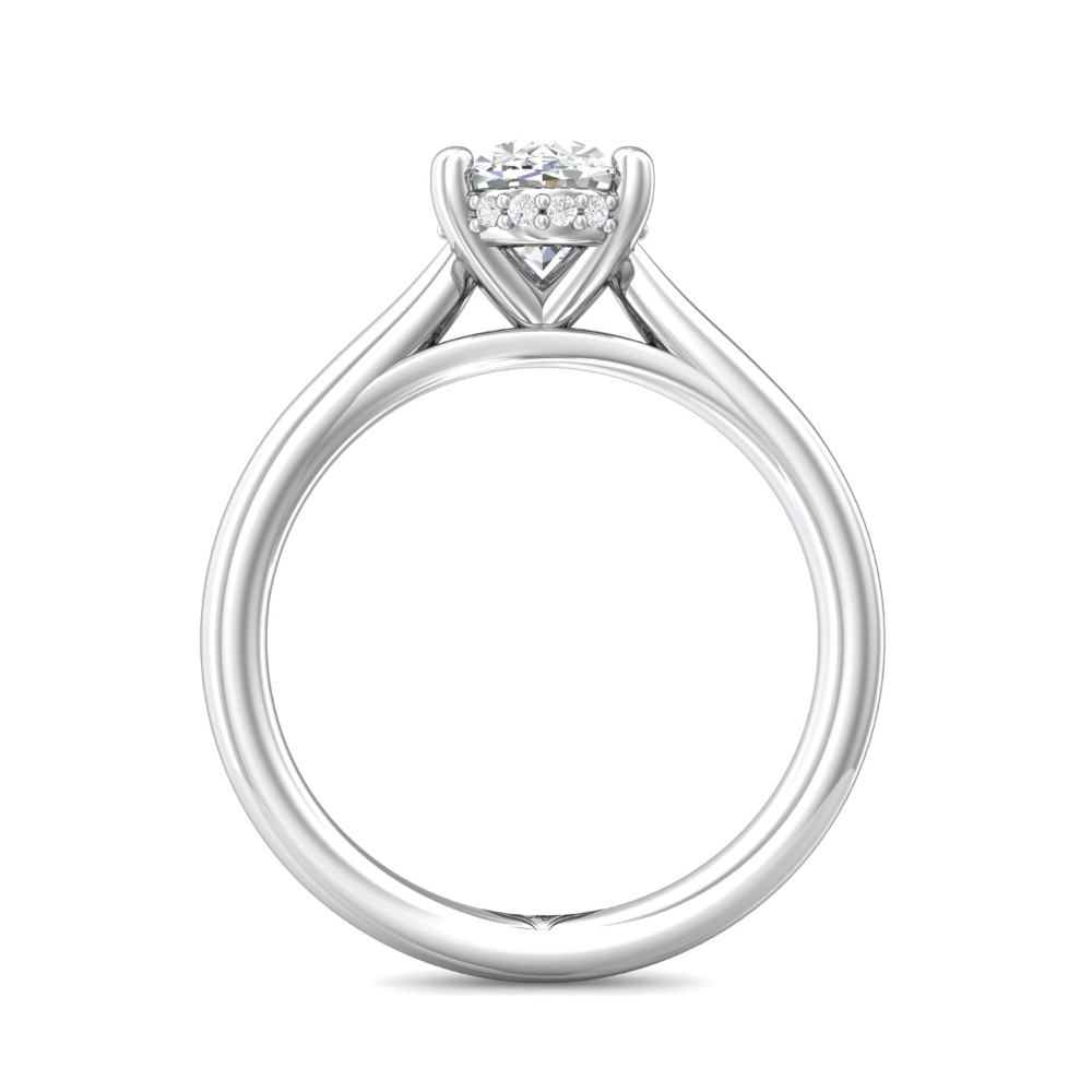18K White Gold Oval Diamond Engagement Ring