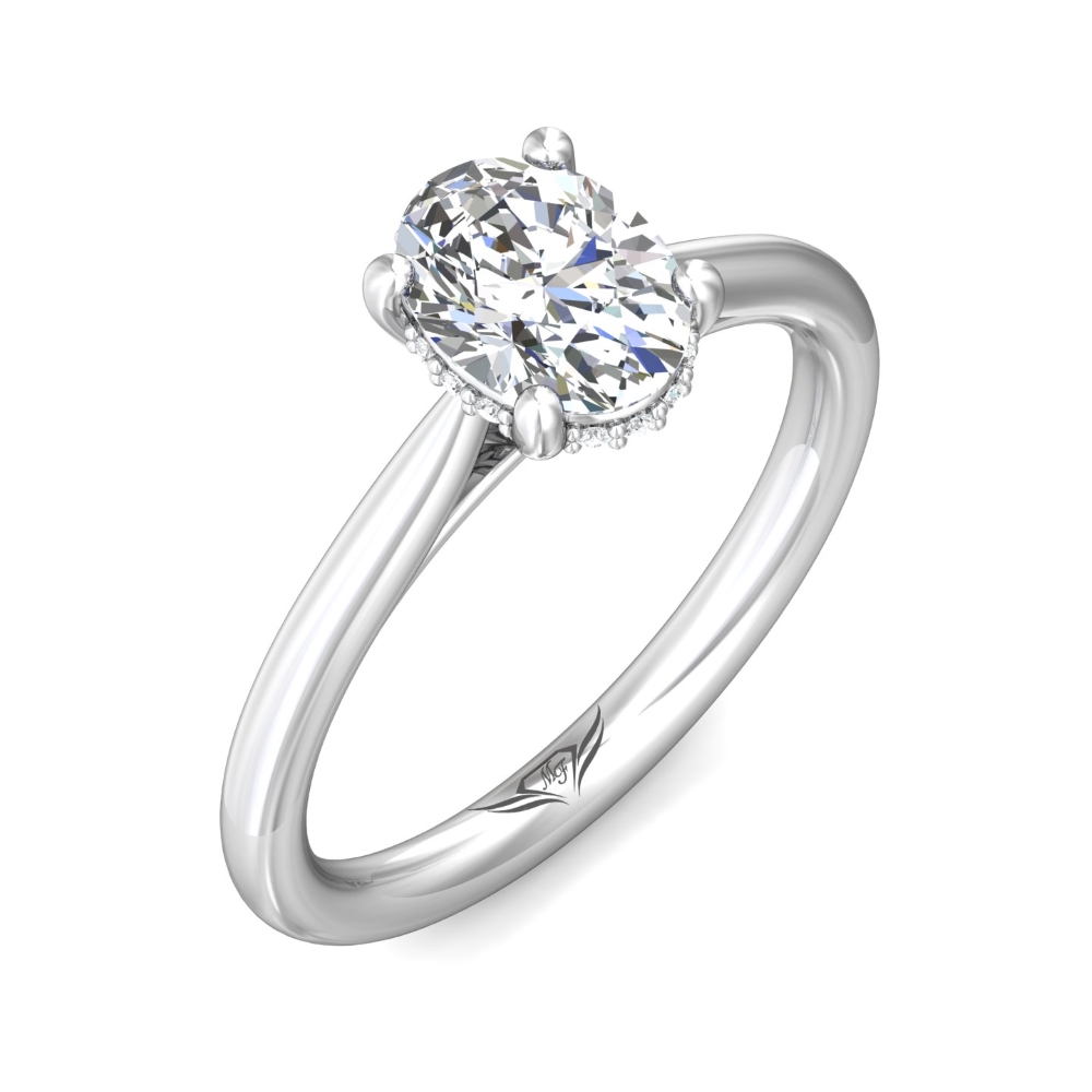 18K White Gold Oval Diamond Engagement Ring