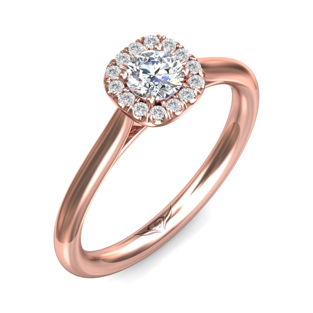 14K Rose Gold Cushion Diamond Engagement Ring