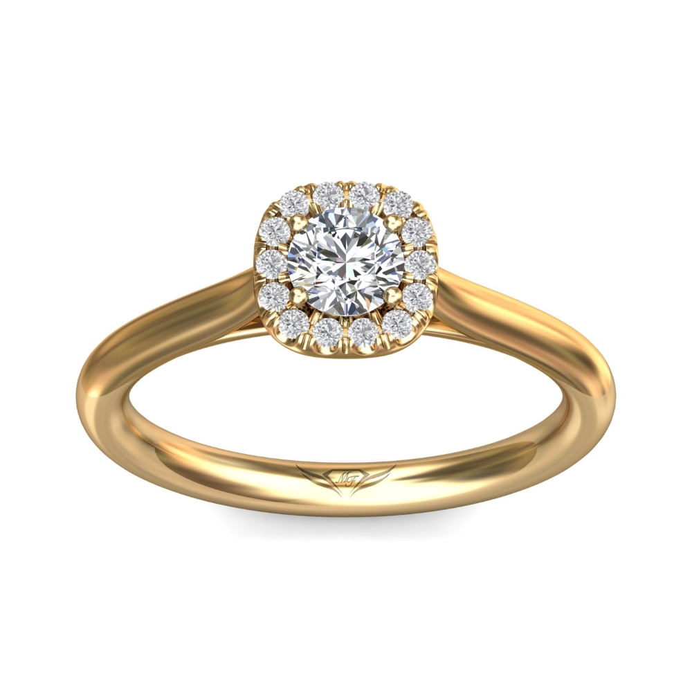 14K Yellow Gold Cushion Diamond Engagement Ring