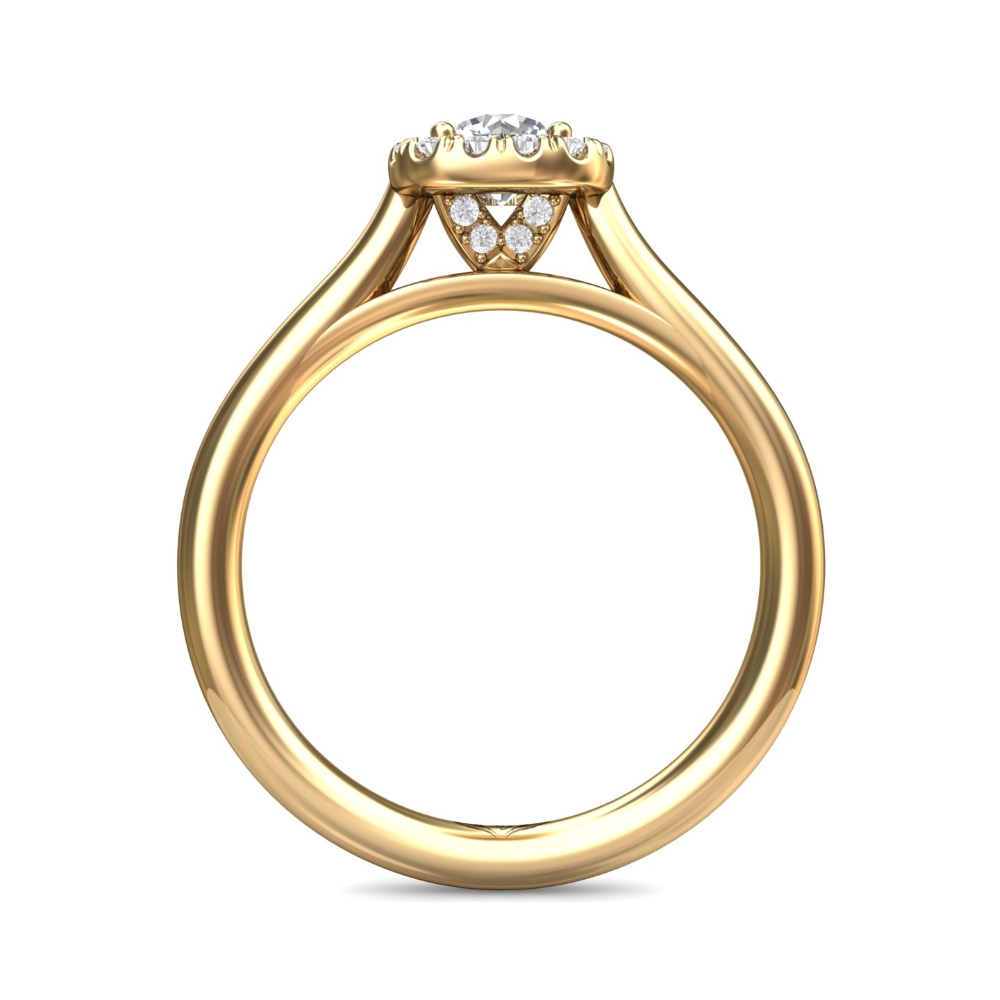 14K Yellow Gold Cushion Diamond Engagement Ring