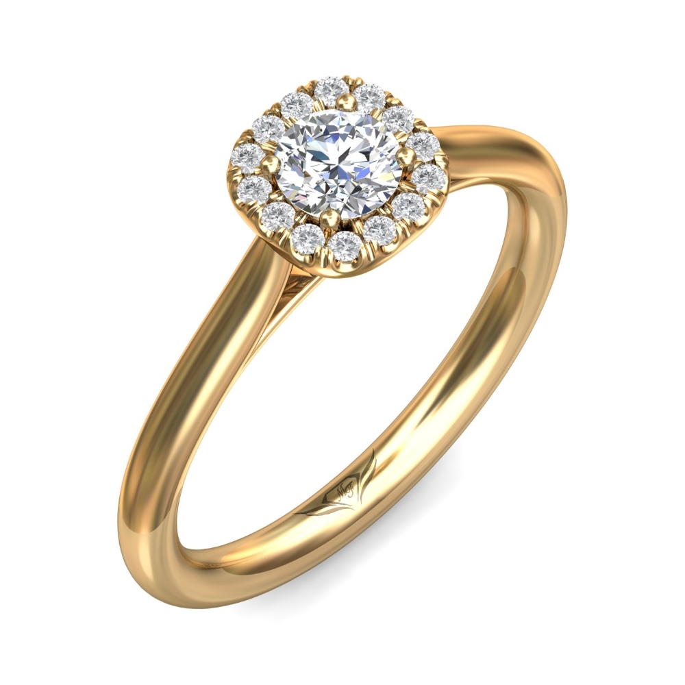 14K Yellow Gold Cushion Diamond Engagement Ring