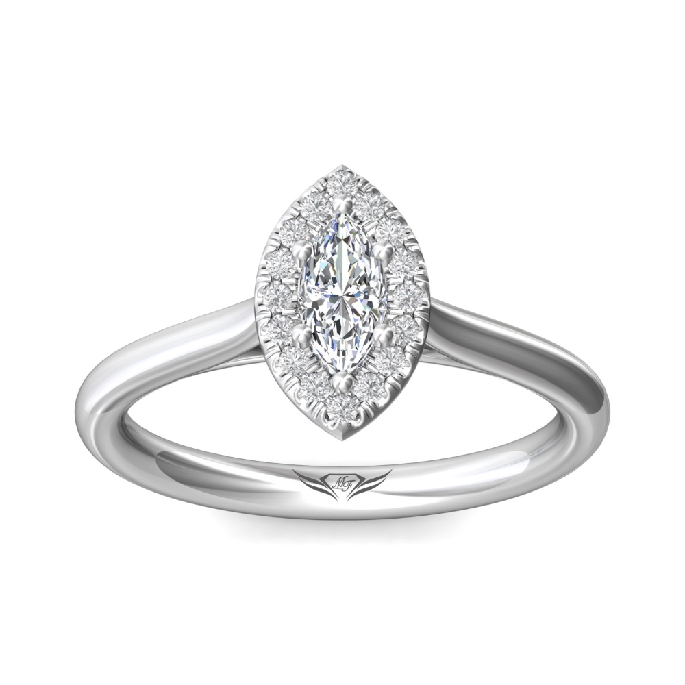 14K White Gold Marquise Diamond Engagement Ring