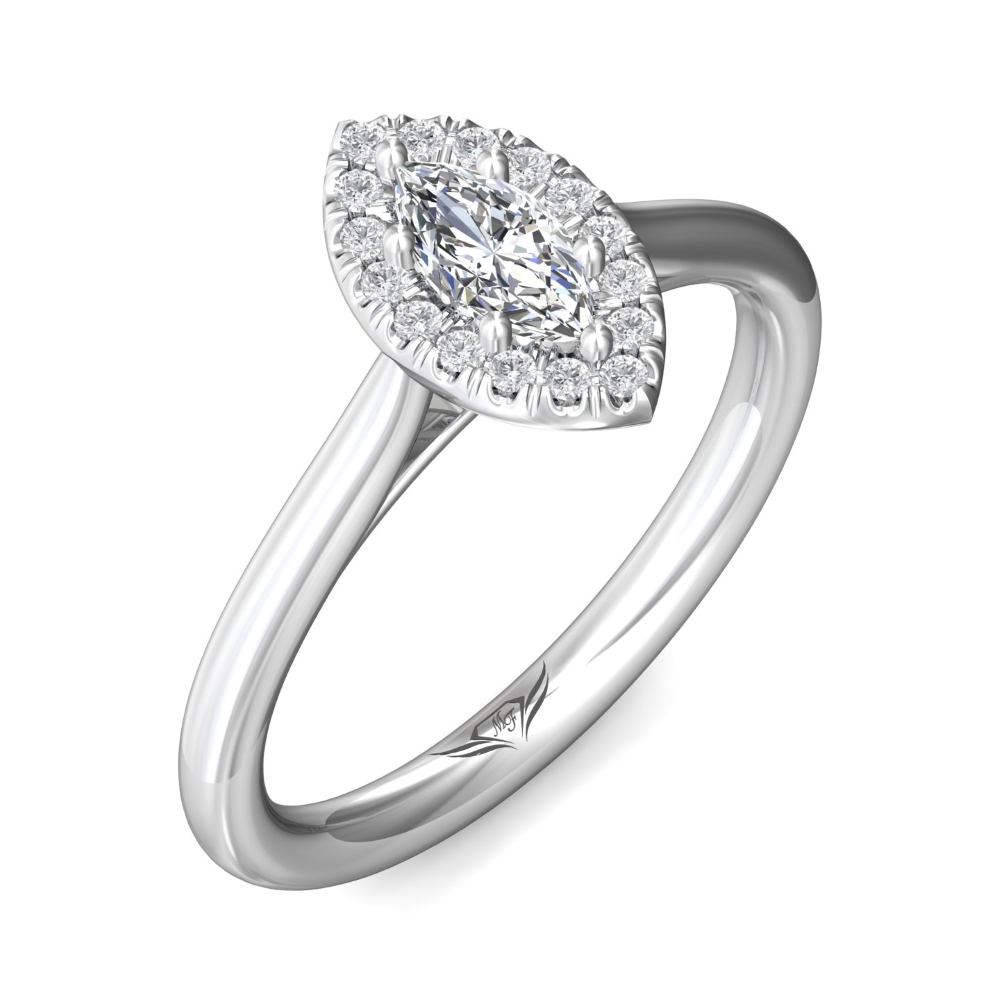 14K White Gold Marquise Diamond Engagement Ring