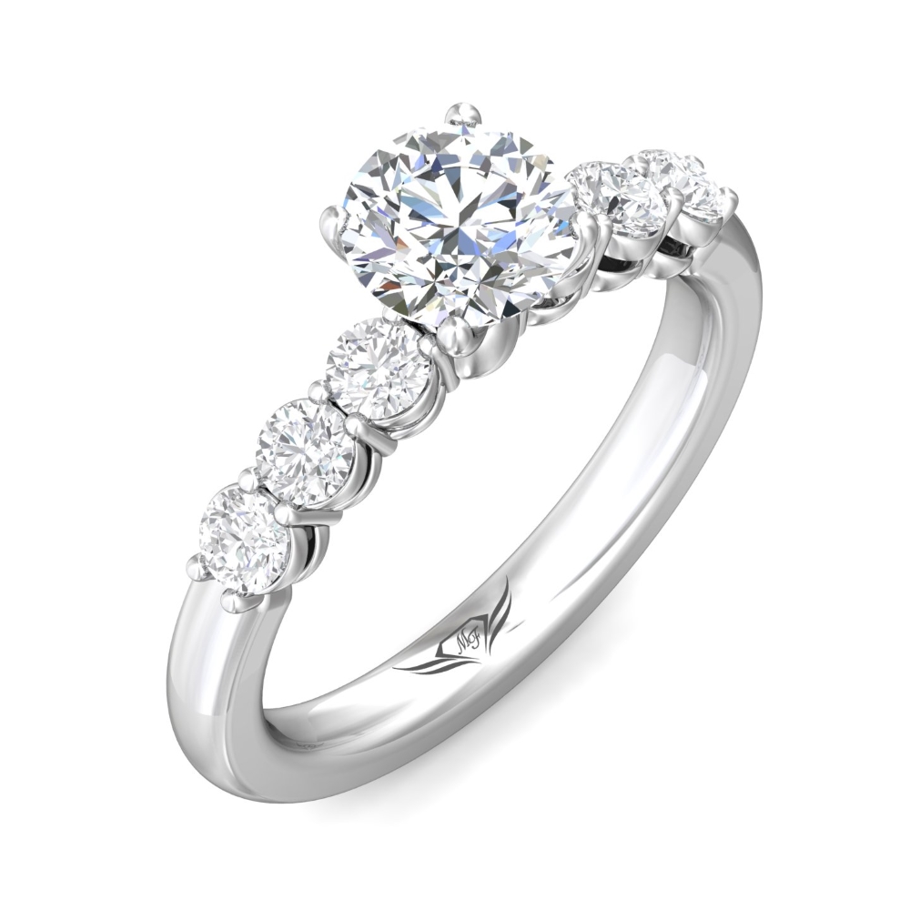 18K White Gold Round Diamond Engagement Ring