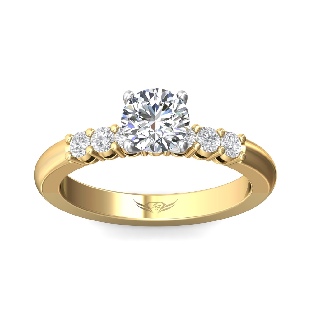 18K White and Yellow Gold Round Diamond Engagement Ring