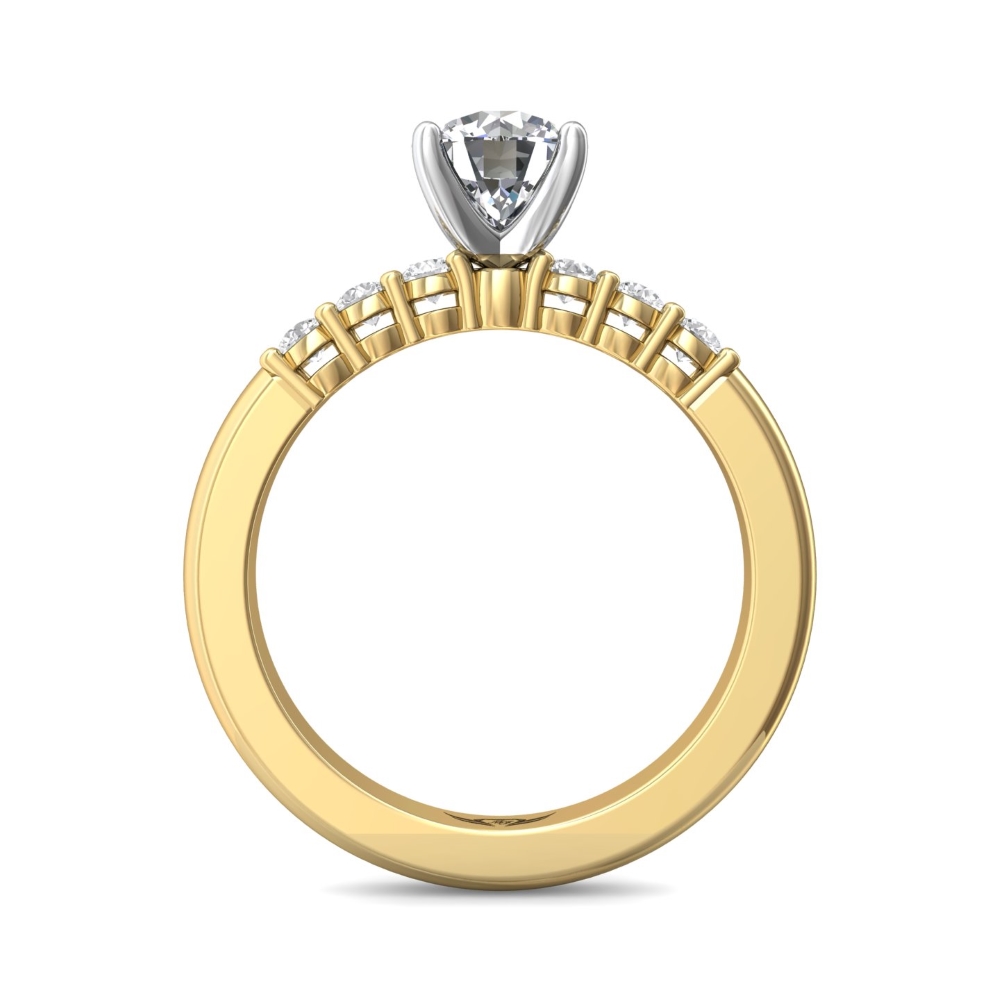 18K White and Yellow Gold Round Diamond Engagement Ring