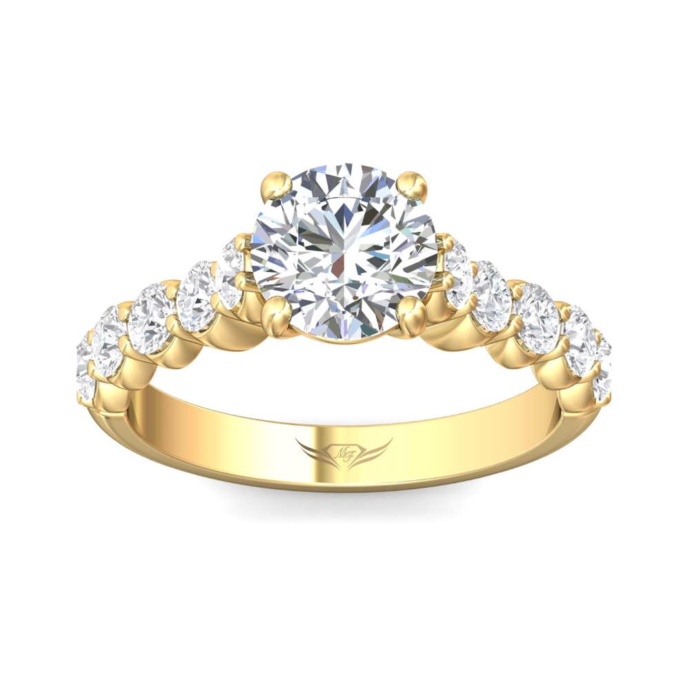 18K Yellow Gold Round Diamond Engagement Ring
