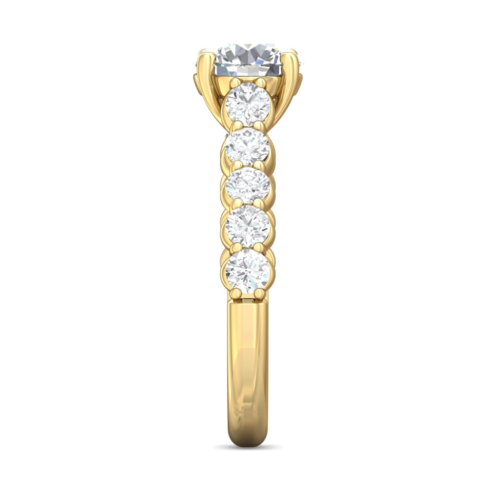18K Yellow Gold Round Diamond Engagement Ring