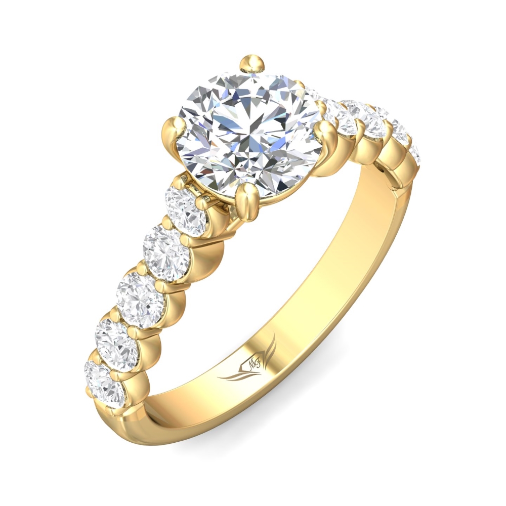18K Yellow Gold Round Diamond Engagement Ring