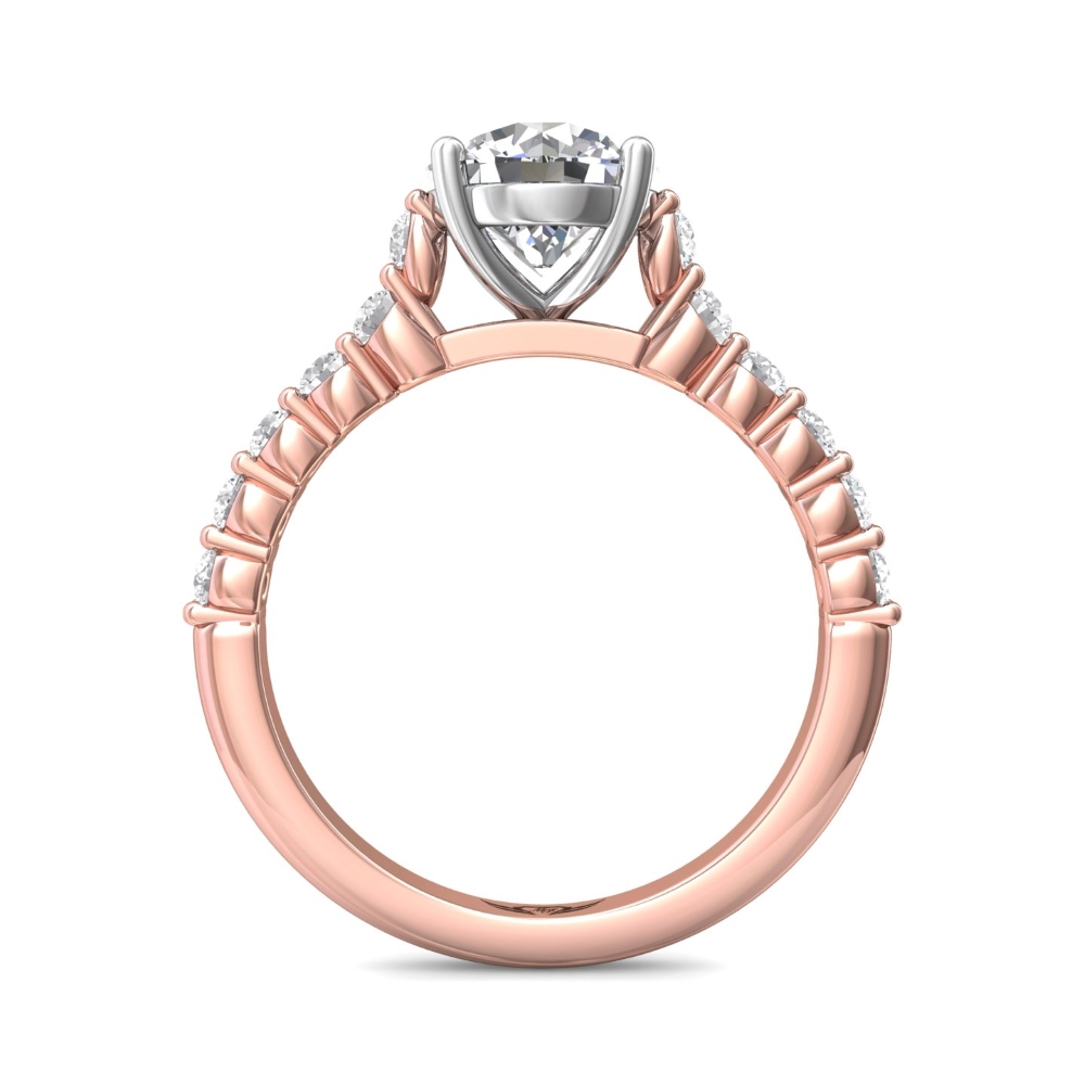 18K Rose and White Gold Round Diamond Engagement Ring