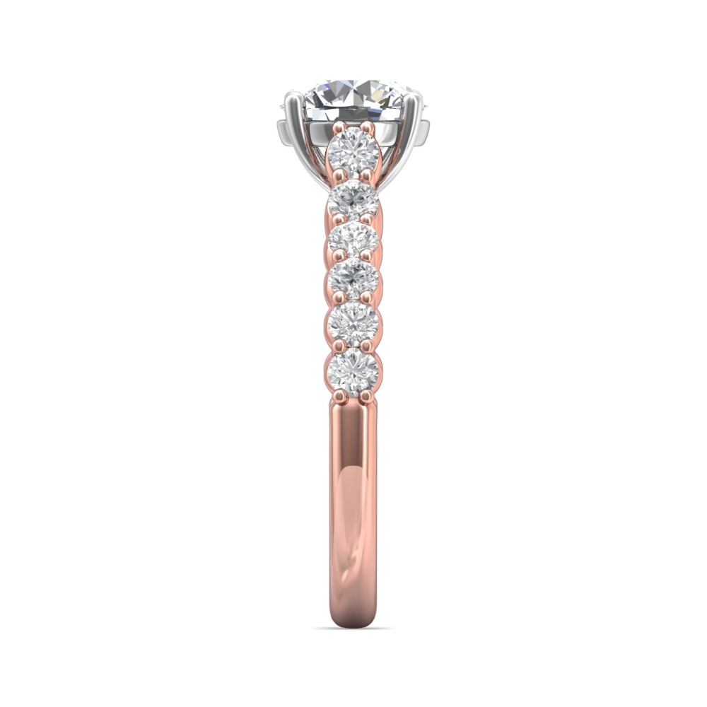 18K Rose and White Gold Round Diamond Engagement Ring