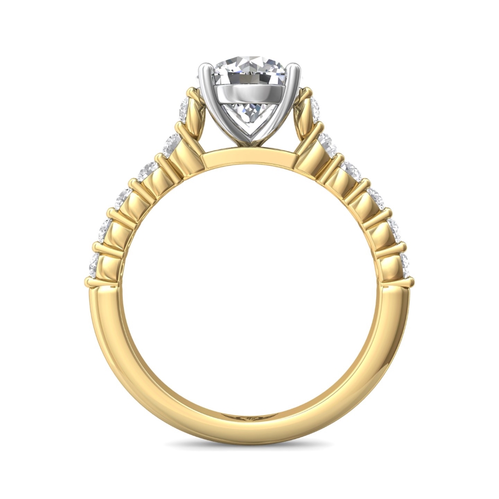 18K White and Yellow Gold Round Diamond Engagement Ring