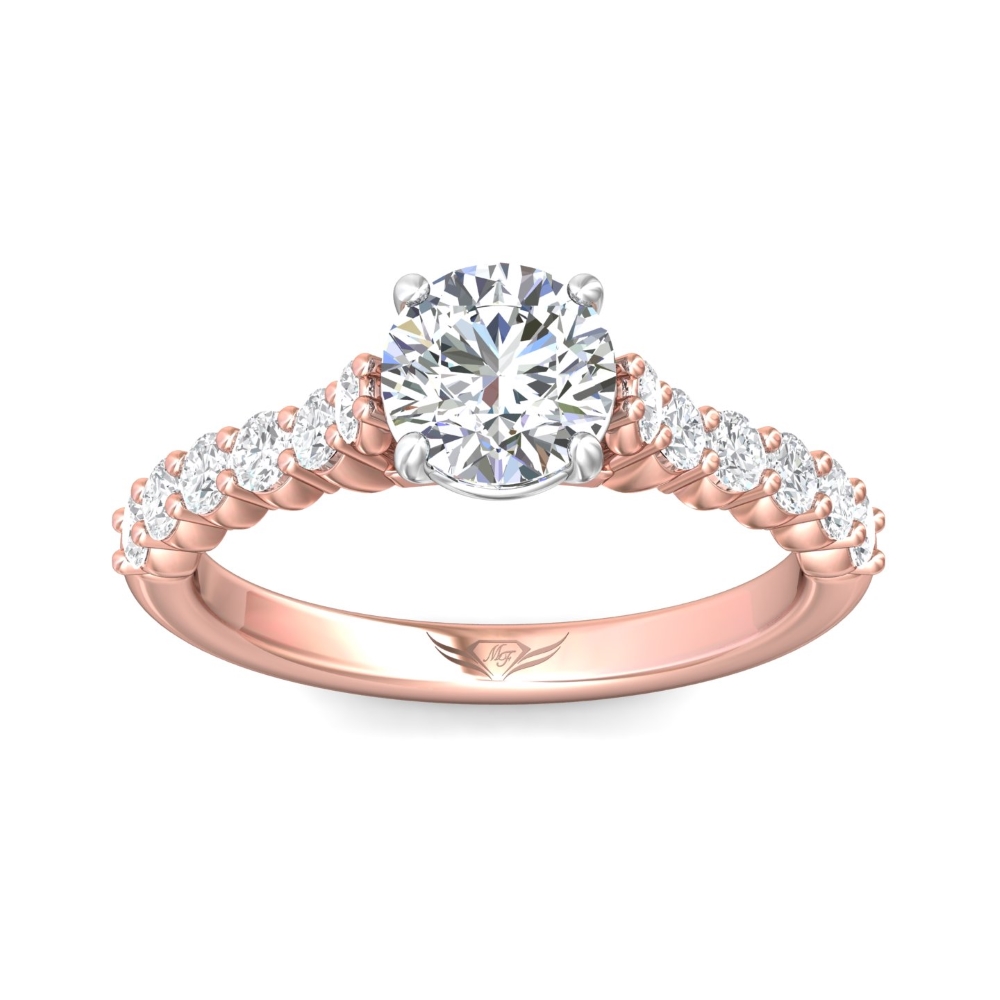 18K Rose and White Gold Round Diamond Engagement Ring