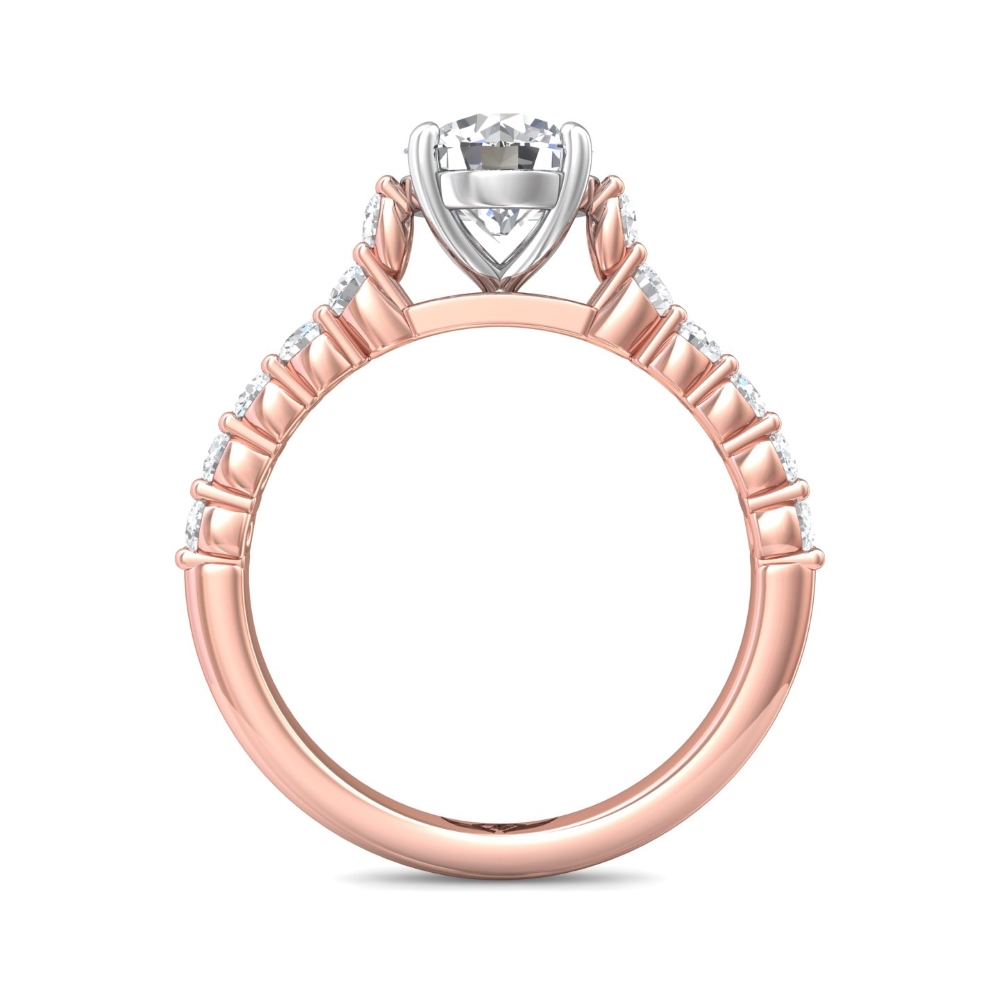18K Rose and White Gold Round Diamond Engagement Ring