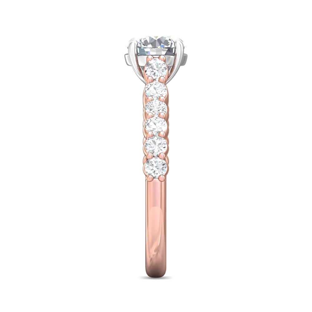 18K Rose and White Gold Round Diamond Engagement Ring