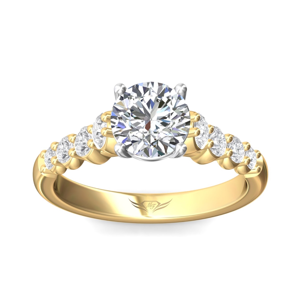 14K Yellow and White Gold Round Diamond Engagement Ring