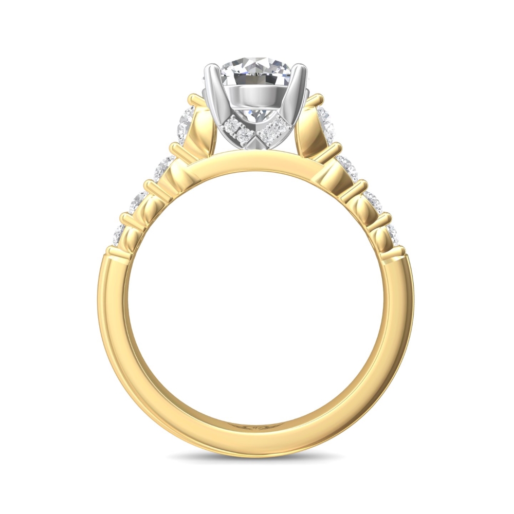 14K Yellow and White Gold Round Diamond Engagement Ring