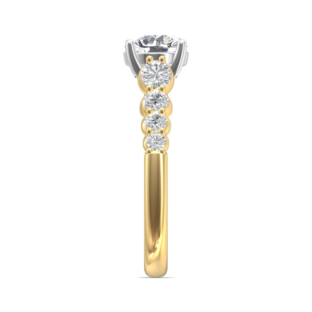 14K Yellow and White Gold Round Diamond Engagement Ring