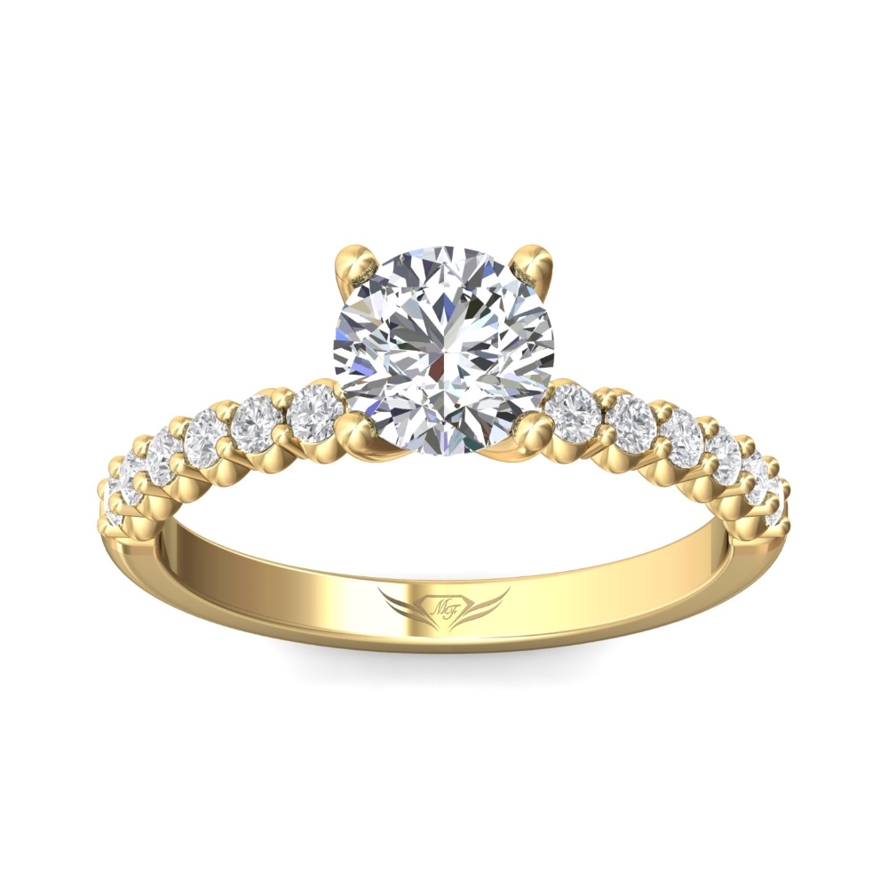 14K Yellow Gold Round Diamond Engagement Ring