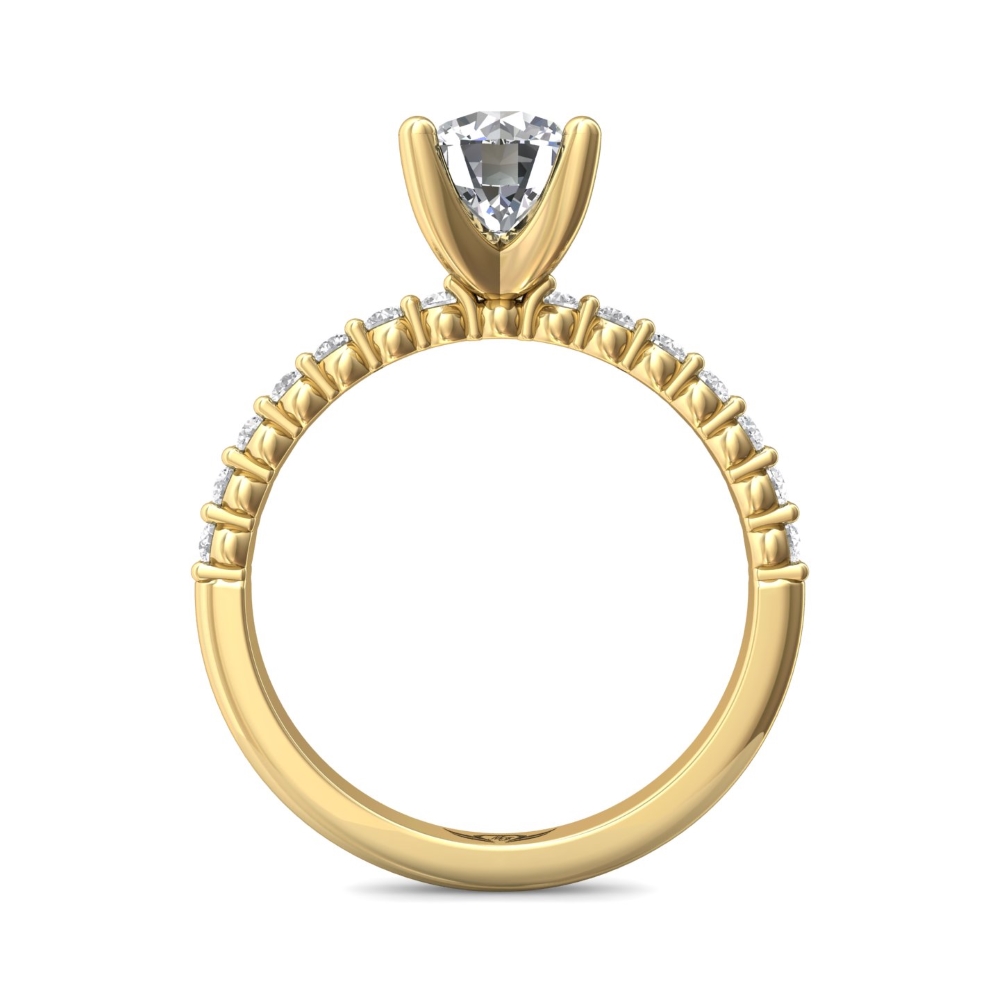 14K Yellow Gold Round Diamond Engagement Ring