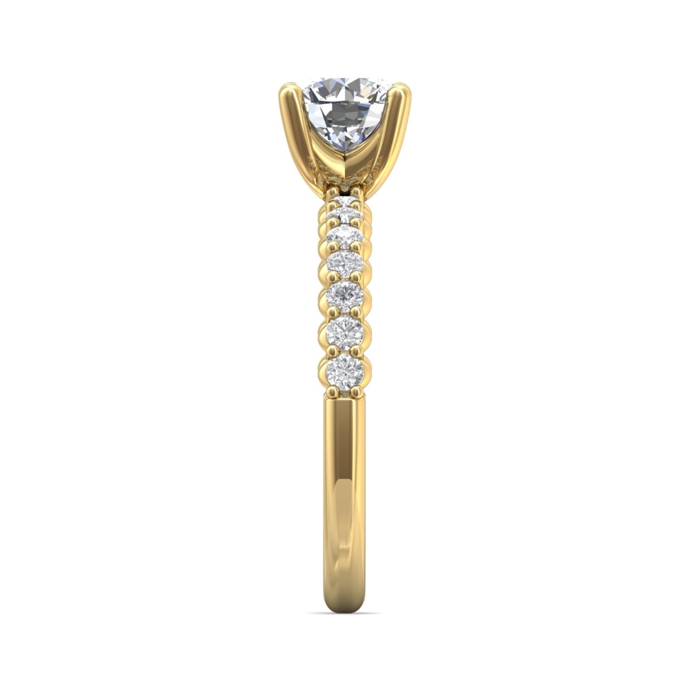 14K Yellow Gold Round Diamond Engagement Ring