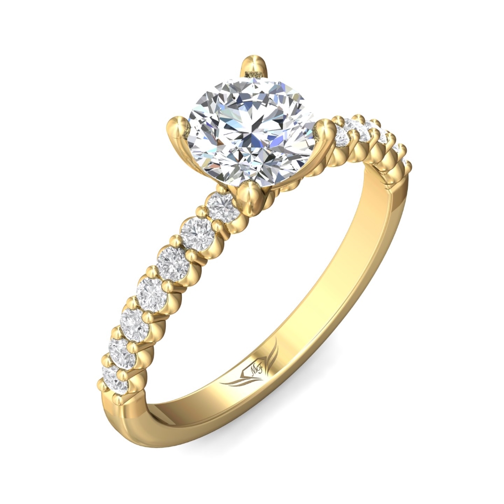 14K Yellow Gold Round Diamond Engagement Ring