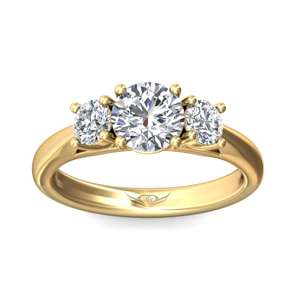 14K Yellow Gold Round Diamond Engagement Ring