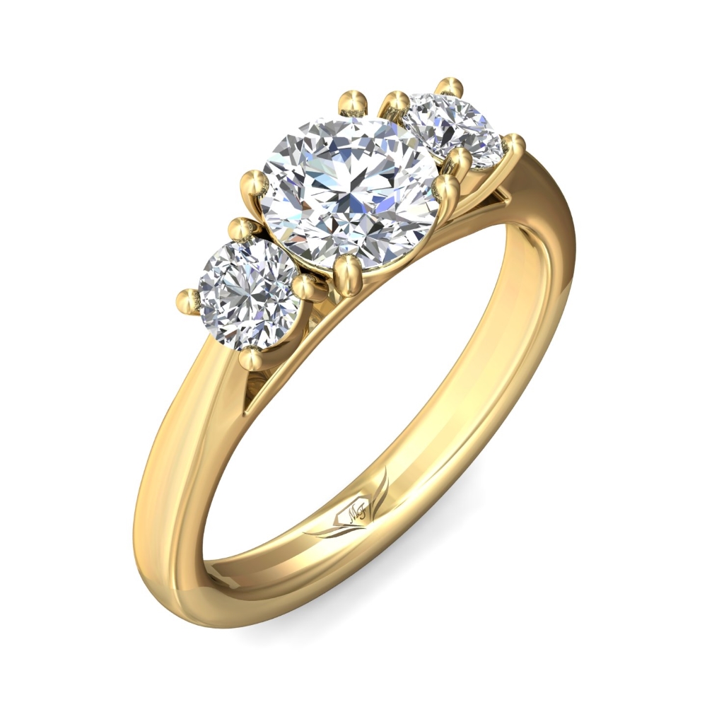 14K Yellow Gold Round Diamond Engagement Ring