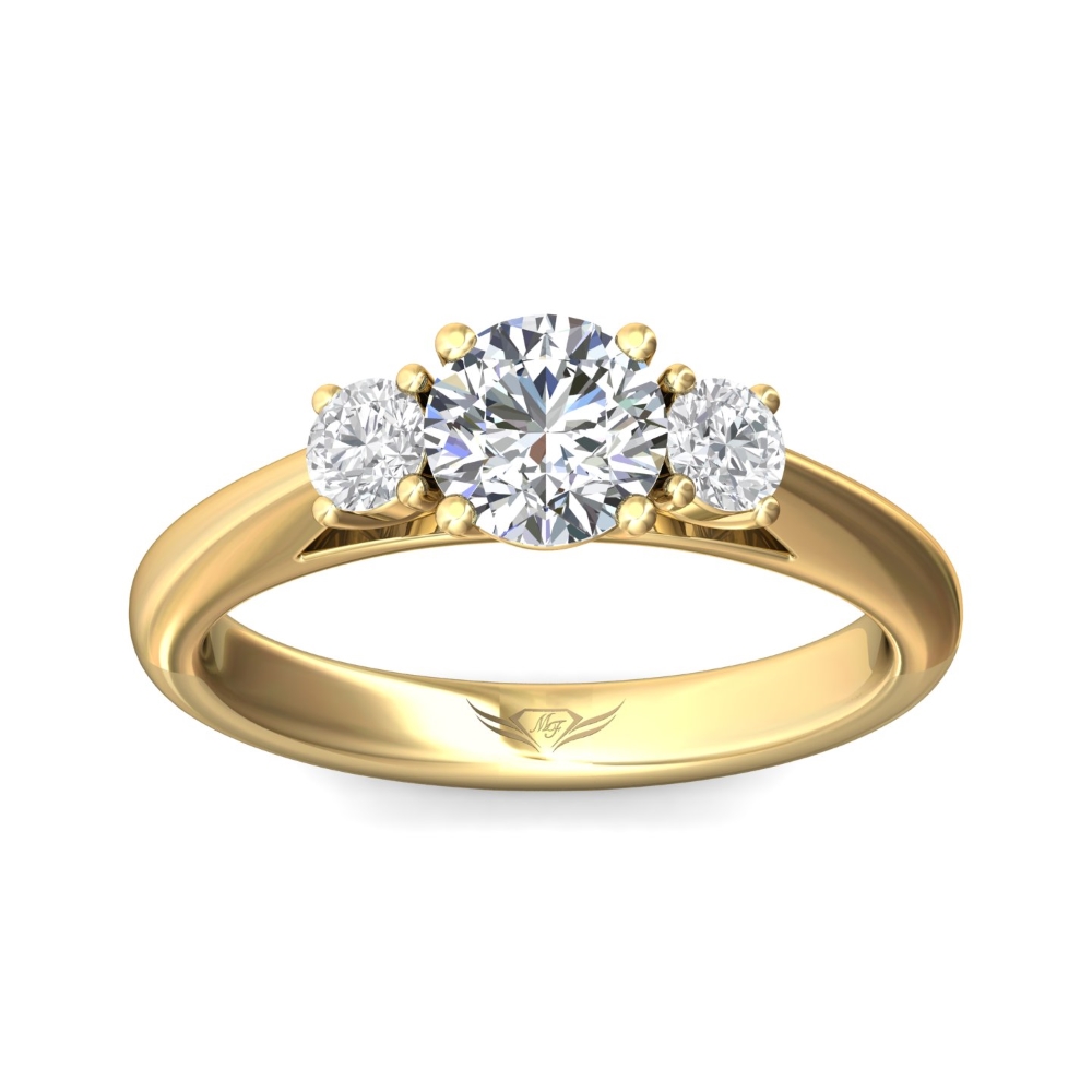 14K Yellow Gold Round Diamond Engagement Ring