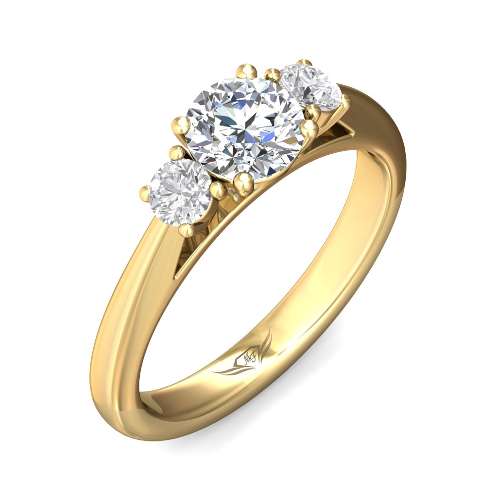 14K Yellow Gold Round Diamond Engagement Ring