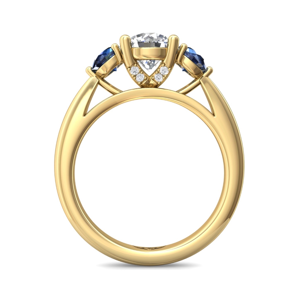 14K Yellow Gold Round Diamond Engagement Ring
