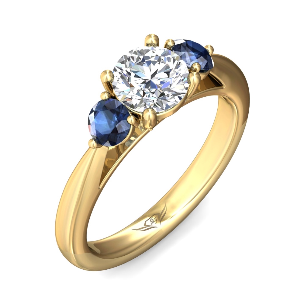14K Yellow Gold Round Diamond Engagement Ring