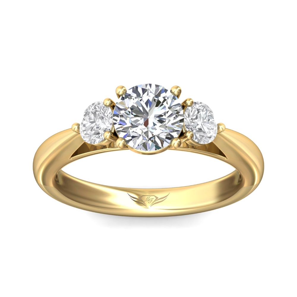 18K Yellow Gold Round Diamond Engagement Ring